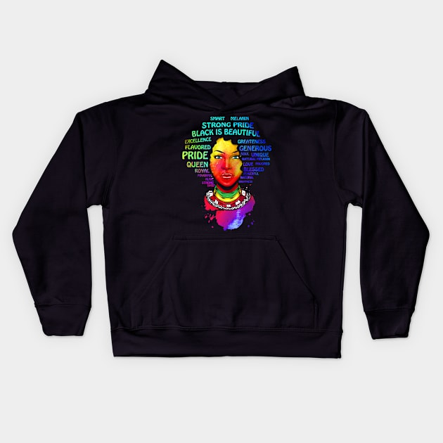 Afro Educated  Black Queen Kids Hoodie by Caskara